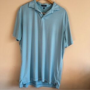 Peter Millar Polo Shirt Size L Summer Comfort Blue Stripped
